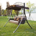 Hot selling metal rattan swing chair 3-seater for adults with canopy garden furniture